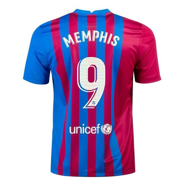 Günstige Fußballtrikots FC Barcelona Memphis Depay 9 Heim Trikots 2021 2022