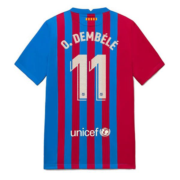 Günstige Fußballtrikots FC Barcelona O. Dembélé 11 Heim Trikots 2021 2022