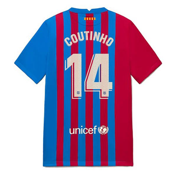 Günstige Fußballtrikots FC Barcelona Philippe Coutinho 14 Heim Trikots 2021 2022