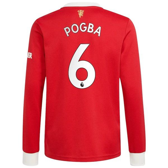 Günstige Fußballtrikots Manchester United Paul Pogba 6 Heim Trikots 2021 2022 – Langarm