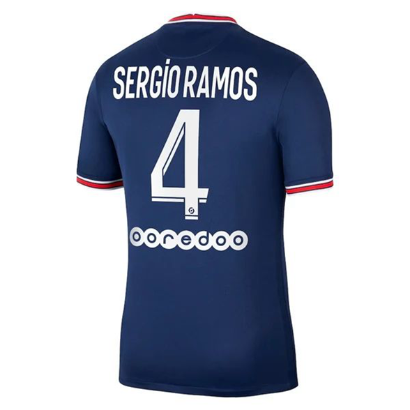 Günstige Fußballtrikots Paris Saint Germain PSG Sergio Ramos 4 Heim Trikots 2021 2022