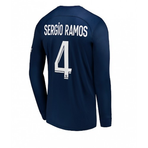 Günstige Fußballtrikots Paris Saint Germain PSG Sergio Ramos 4 Heim Trikots 2022-23 – Langarm